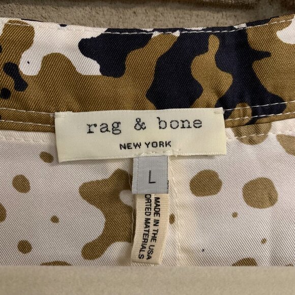 Rag & Bone Chester 100% Silk Camo Large Women's USA Oversized T-Shirt Dress EUC - Picture 4 of 13